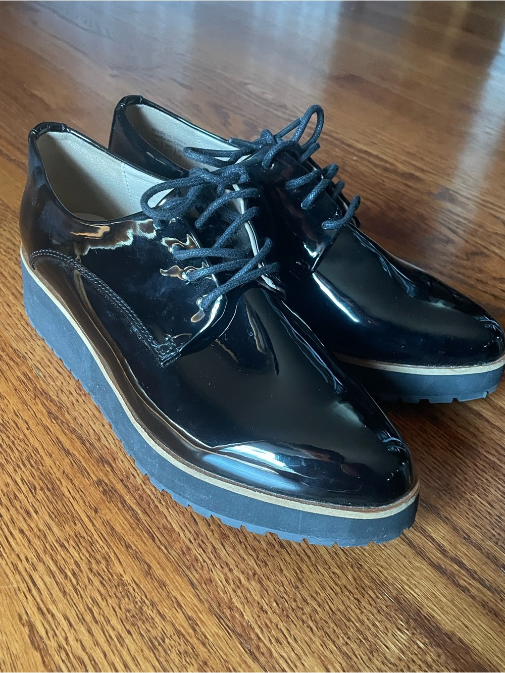 Black Patent Lace-Up Women’s Shoes
